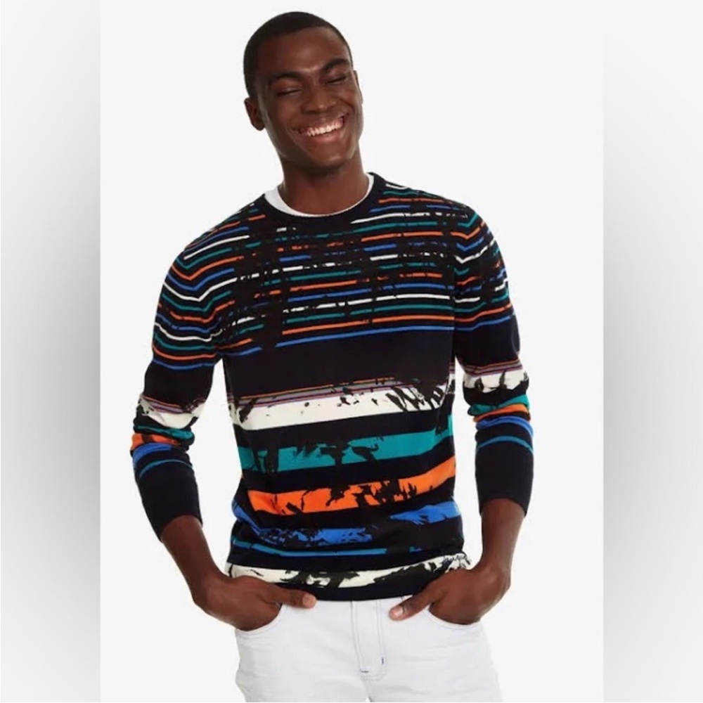 Desigual Multicolor Striped Sweater NWT
